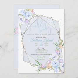 Oh Baby Blue Floral Baby Dusche Crystal Frame Einladung