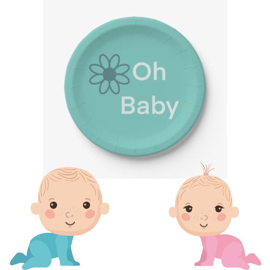 Oh Baby Blue Floral Daisy Paper Pappteller