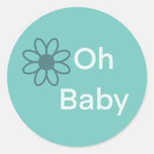 Oh Baby Blue Floral Daisy Runder Aufkleber
