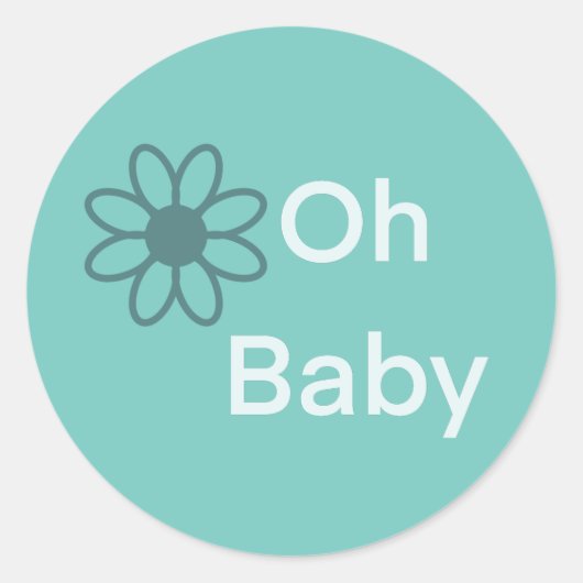 Oh Baby Blue Floral Daisy Runder Aufkleber (Vorderseite)