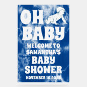 Oh Baby Blue Gefärbte Krawatte Boy Baby Dusche Wil Acrylschild (Vorderseite)