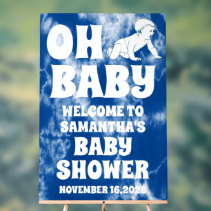 Oh Baby Blue Gefärbte Krawatte Boy Baby Dusche Wil Acrylschild