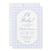 Oh Baby Blue Gingham Babyparty