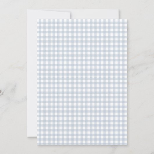 Oh Baby Blue Gingham Karo Boy Baby Dusche Einladung (Rückseite)