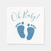 Oh Baby Blue Glitzer Feet Baby Dusche Serviette (Vorderseite)