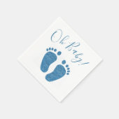 Oh Baby Blue Glitzer Feet Baby Dusche Serviette (Ecke)