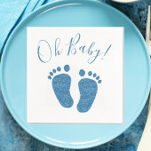 Oh Baby Blue Glitzer Feet Baby Dusche Serviette