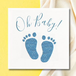 Oh Baby Blue Glitzer Feet Baby Dusche Serviette