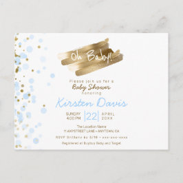 Oh Baby Blue & Gold Es ist eine Boy Baby Dusche Postkarte