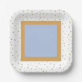 Oh Baby Blue Gold Ginkgo Leaf Square Baby Dusche Pappteller (Vorderseite)