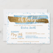 Oh Baby Blue Gold Simple Elegany Baby Shower Einladung (Vorderseite)