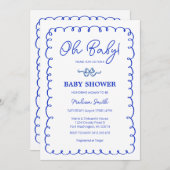 Oh Baby Blue Hand Drawing Baby Shower Einladung (Vorne/Hinten)