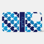 Oh Baby Blue Hearts Monogram Case-Mate iPhone Hülle (Rückseite (Horizontal))