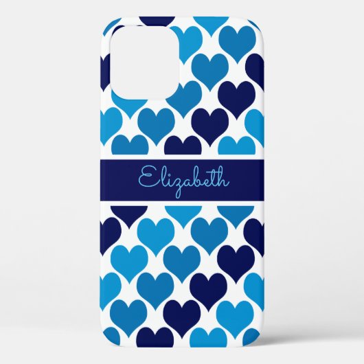 Oh Baby Blue Hearts Monogram Case-Mate iPhone Hülle (Rückseite)