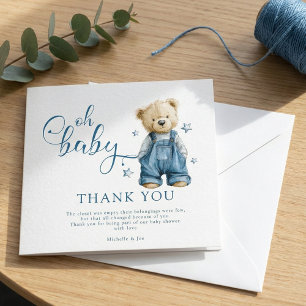 Oh Baby   Blue Jean Baby Denim Baby Shower Dankeskarte