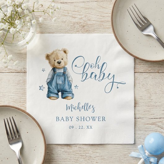 Oh Baby Blue Jean Baby Denim Baby Shower Serviette