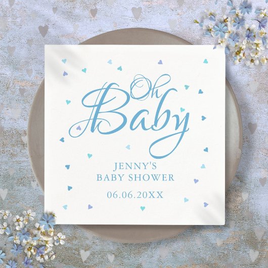 Oh Baby Blue Liebe Herz Babydusche / Sprinkle Serviette