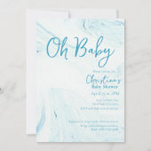Oh Baby Blue Marble Boy Baby Dusche Einladung (Vorderseite)