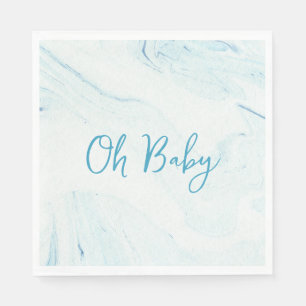 Oh Baby Blue Marble Boy Baby Shower Paper Napkin Serviette