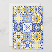Oh Baby Blue Mediterrane Tile Lemon Babydusche Einladung (Rückseite)