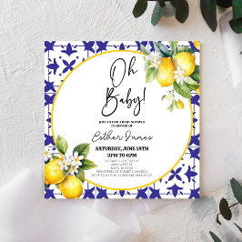 Oh Baby! Blue Mediterranean Tile Lemon Baby Shower Einladung