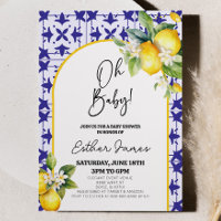 Oh, Baby! Blue Mediterranean Tile Lemon Babydusche