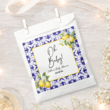 Oh, Baby! Blue Mediterranean Tile Lemon Babydusche