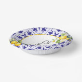 Oh, Baby! Blue Mediterranean Tile Lemon Babydusche Pappteller (Gewinkelt)