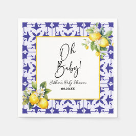 Oh, Baby! Blue Mediterranean Tile Lemon Babydusche Serviette