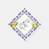 Oh, Baby! Blue Mediterranean Tile Lemon Babydusche Serviette (Ecke)