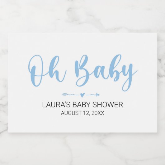 Oh Baby Blue Mini Sparkling Weinflaschen Etikett (Einzelnes Label)