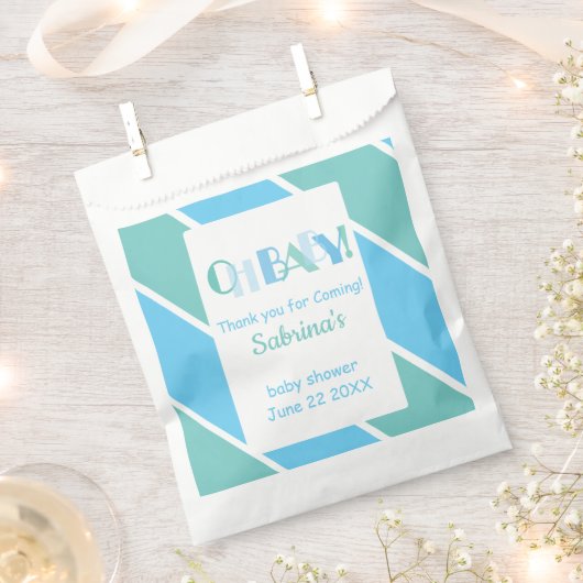 Oh Baby Blue Modern Baby Dusche Fevor Bag Geschenktütchen (Ausgeschnitten)