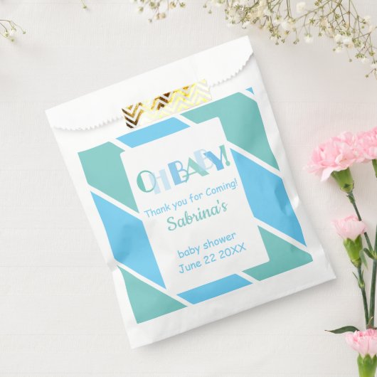 Oh Baby Blue Modern Baby Dusche Fevor Bag Geschenktütchen (Versiegelt)