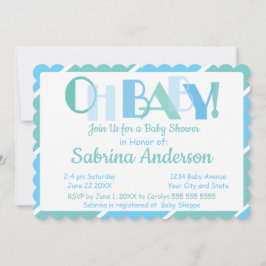 Oh Baby Blue Modern Typografy Baby Shower Einladung