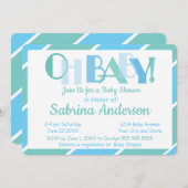 Oh Baby Blue Modern Typografy Baby Shower Einladung (Vorne/Hinten)
