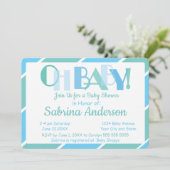 Oh Baby Blue Modern Typografy Baby Shower Einladung (Stehend Vorderseite)