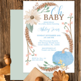 Oh Baby Blue Pumpkin Shower Invite Einladung
