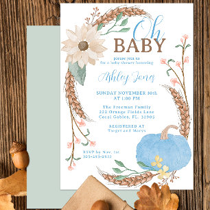 Oh Baby Blue Pumpkin Shower Invite Einladung