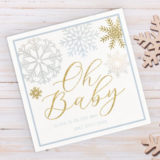 Oh Baby Blue Snowflake Dusche Napkins Serviette