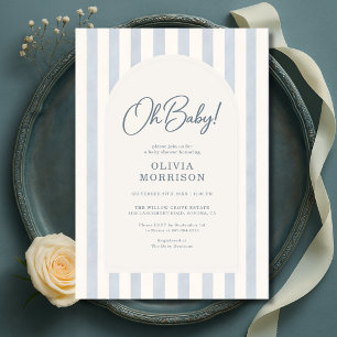 Oh Baby Blue Streifen Baby Shower Einladung