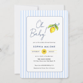 Oh Baby Blue Streifen Lemon Baby Boy Dusche Einladung