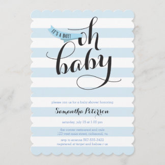 Oh Baby Blue Stripes Baby Dusche einladen Einladung