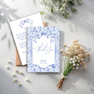 Oh Baby Blue Toile de Jouy Skizze Baby Shower Dankeskarte