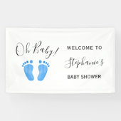 Oh Baby Blue Welcome Baby Dusche Banner (Horizontal)