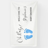 Oh Baby Blue Welcome Baby Dusche Banner (Vertikal)