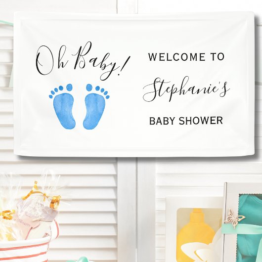Oh Baby Blue Welcome Baby Dusche Banner