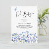 Oh Baby Blue Wildblume Baby Dusche Einladung (Stehend Vorderseite)