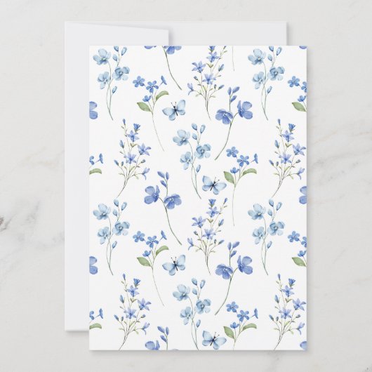 Oh Baby Blue Wildblume Baby Dusche Einladung (Rückseite)