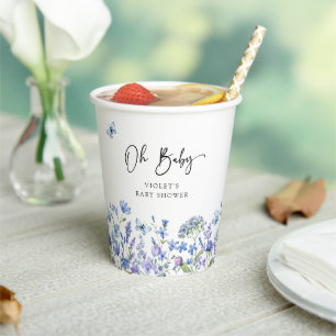 Oh Baby Blue Wildblume Baby Dusche Pappbecher