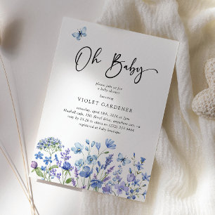 Oh Baby Blue Wildblumen-Baby-Party Einladung